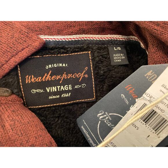 Weatherproof Mens Faux Fur-Lined Button Shirt Sz Large Red Mahogany NWT - Picture 6 of 8